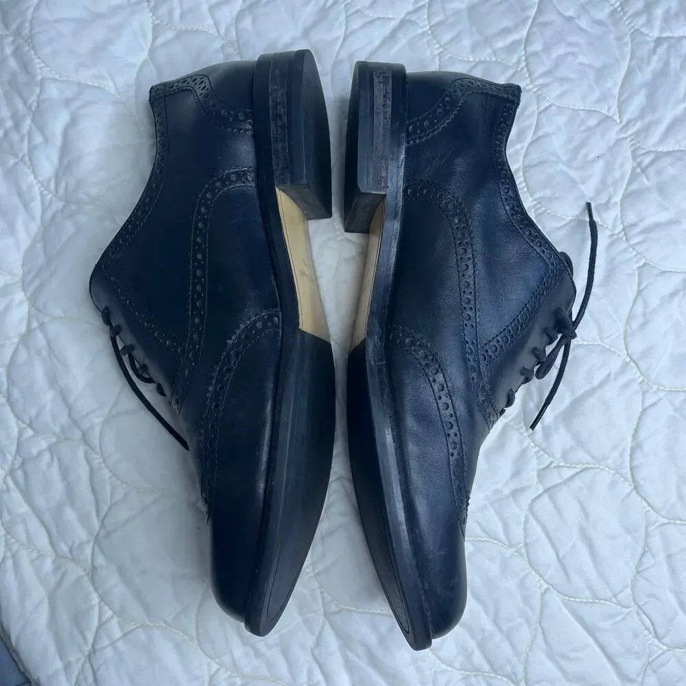 Cole Haan Mens Oxford Shoes 9.5 Skylar II Black Leather Wingtip Leather D41595